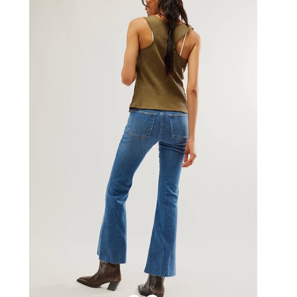 Free People FRAME Le Easy Flare Raw Fray Jeans Drizzle size 30 - Picture 2 of 4